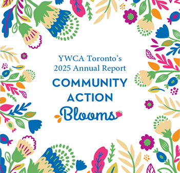 border of colourful illustrated flowers around title of Annual Report